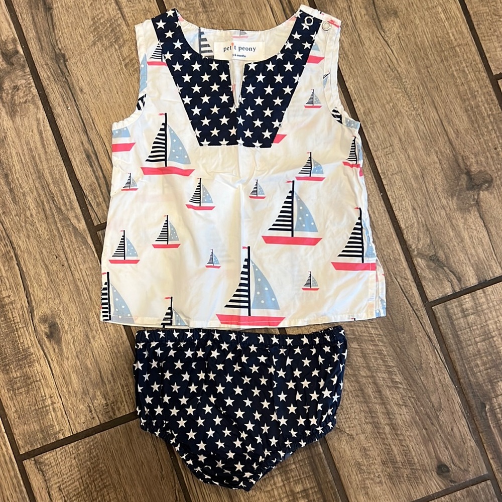 Petit Peony matching nautical and star set.
